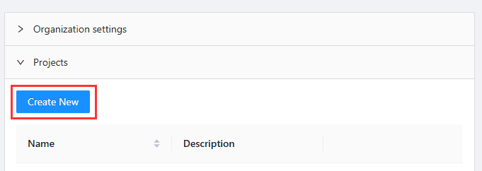 Create Project button