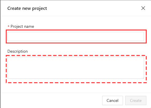 Create Project dialog