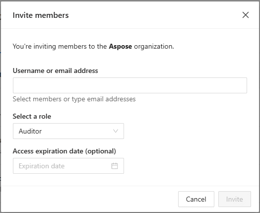 Invite Members dialog
